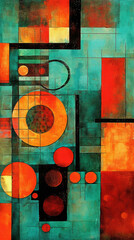 Abstract expressionist image squares, circles, triangles created with Generative AI technology
