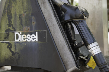 Fuel pump at garage during inflation of petrol and diesel price increase