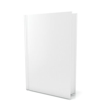 Blank book cover over white background. 3D render illustration isolated