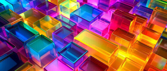 abstract glowing glass rectangles (Generative AI)