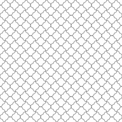 Fototapeta premium Seamless surface pattern design with quatrefoil figures. Oriental traditional ornament with repeated rounded shapes. Window tracery wallpaper. Grid motif. Digital paper. Vector art illustration.