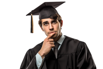 Handsome male college graduate thinking - Generative AI