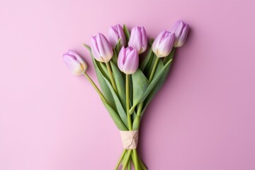 Fototapeta premium Purple background with tulips. Illustration AI Generative.