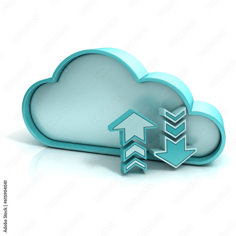 Poster cloud upload download 3d computer icon isolated