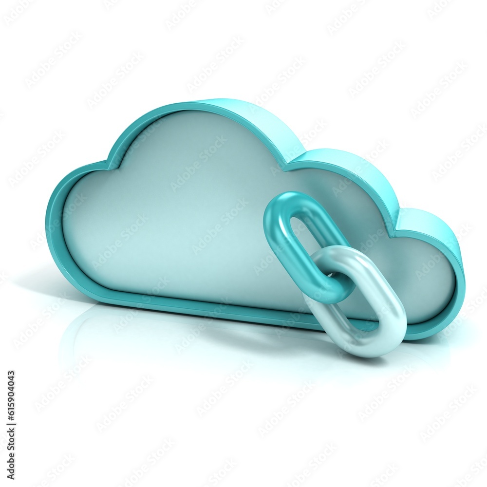 Poster cloud links 3d computer icon isolated