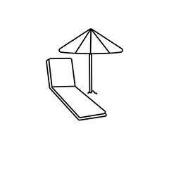 beach chair with umbrella line style icon design, Summer vacation and tropical theme Vector illustration