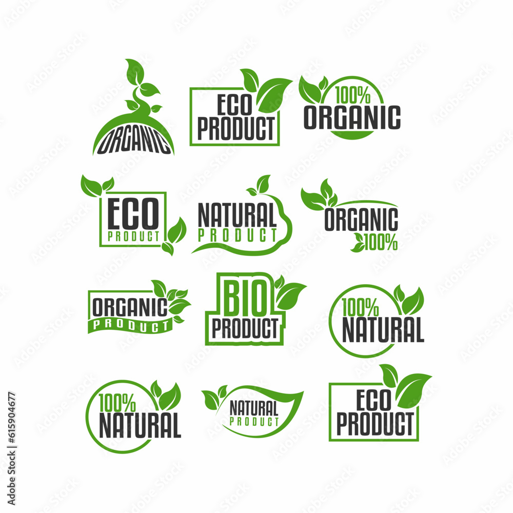 Wall mural set of organic food logo vector