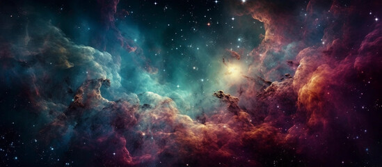 Colorful space galaxy cloud nebula. Stary night cosmos wallpaper - obrazy, fototapety, plakaty