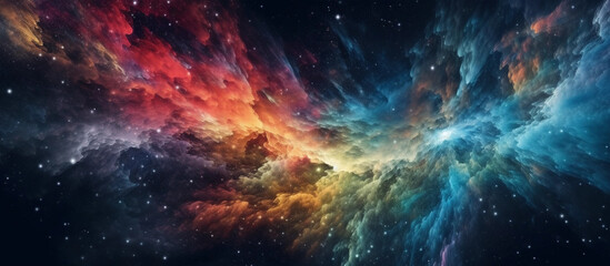 Naklejka na ściany i meble Colorful space galaxy cloud nebula. Stary night cosmos wallpaper