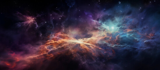 Colorful space galaxy cloud nebula. Stary night cosmos wallpaper