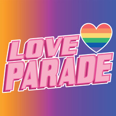 Pride gradient background with LGBTQ pride. Annual summer gay parade. Pride symbol with heart, LGBT, sexual minorities, gays and lesbians. Template designer sign, icon, event banner design.