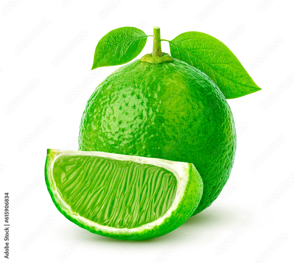 Poster single lime isolated on white background with clipping path