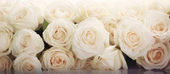 Obraz na płótnie Canvas Background of beautiful white roses flowers