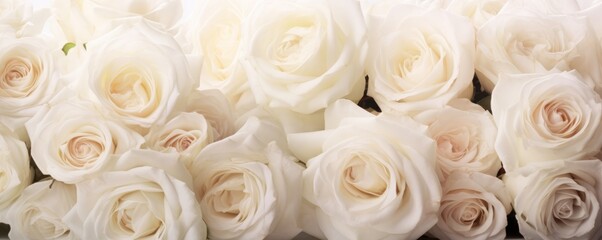 Fototapeta na wymiar Background of beautiful white roses flowers
