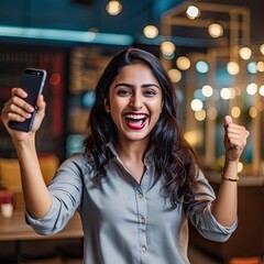 happy and successful Indian woman generative ai 