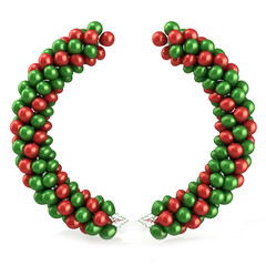 Red and green balloons arc laurel, isolated on white