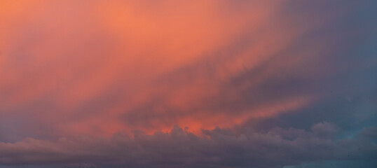 Beautiful bright summer sunset sky with clouds. Nature  sky  background.