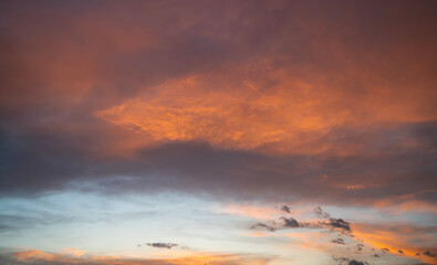 Beautiful bright summer sunset sky with clouds. Nature sky  background