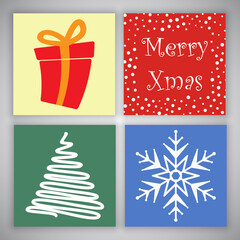 Fototapeta na wymiar Collection of cute Christmas card designs