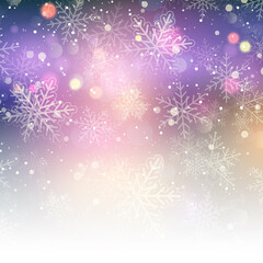 Fototapeta na wymiar Christmas background of snowflakes and stars