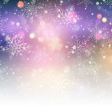 Christmas background of snowflakes and stars