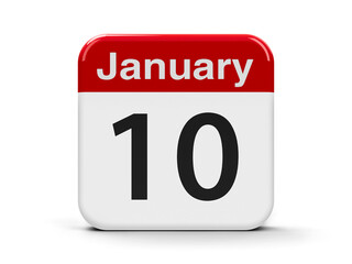 Calendar web button - The Tenth of January, three-dimensional rendering, 3D illustration