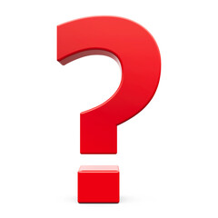Red Question mark sign isolated on white background, three-dimensional rendering, 3D illustration