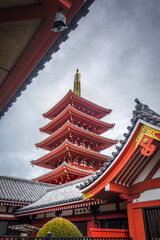 Fototapeta na wymiar Pagoda in Senso-ji Kannon temple, Tokyo, Japan