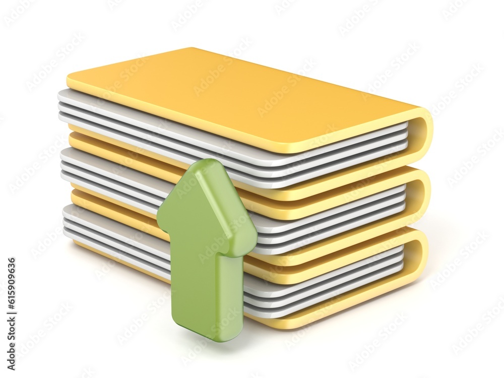 Poster upload folder icon 3d render illustration isolated on white background