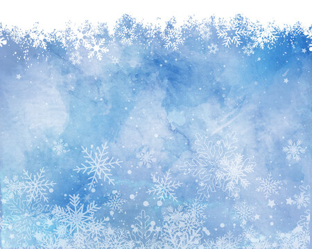 Christmas snowflakes on a watercolour texture background