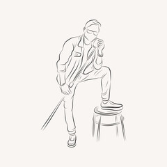 Musician line art illustration design