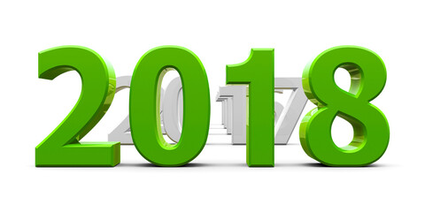 Green 2018 come represents the new year 2018, three-dimensional rendering, 3D illustration