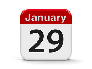Calendar web button - The Twenty Ninth of January, three-dimensional rendering, 3D illustration