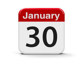 Obraz premium Calendar web button - The Thirtieth of January, three-dimensional rendering, 3D illustration