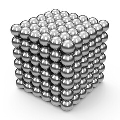 The Neocube - neodymium magnet toy - isolated on a white, three-dimensional rendering, 3D illustration