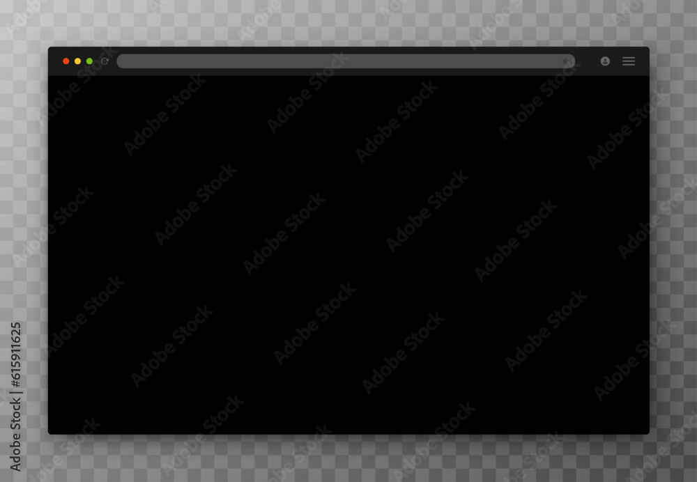 Poster the design of the web browser window in black on a transparent background. an empty website layout w