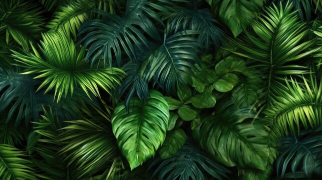 Tropical palm leaves, jungle leaf floral pattern background