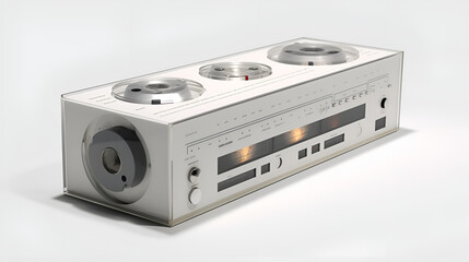 Fototapeta premium Retro television translucent, neon colors, on a white minimalist background, ai generative