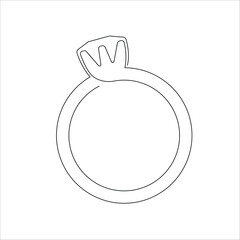 Ring drawn in one continuous line. One line drawing, minimalism. Vector illustration.