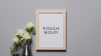 Clean and minimal frame mockup on light wall. AI generated