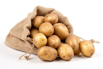 a sack of potatoes created by generative AI on a clean white background