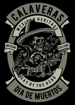 Calaveras Mexican Dia De Muertos Day of the Dead Tshirt Design Retro Vintage
