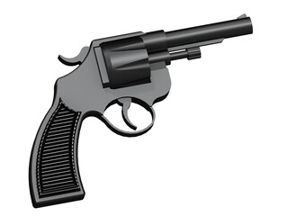 3D image of classic revolver isolated on white background