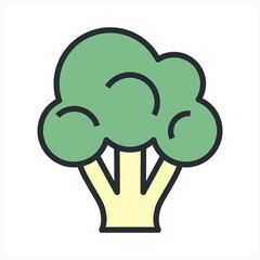 broccoli icon. flat illustration of cauliflower vector icons for web.Broccoli icon. Green organic food. Cartoon style. Eco background. Vegetarian element. Vector illustration. Stock image.