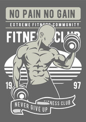 Training Lifting Gaining Gym Bodybuilding Workout Fitness Tshirt Design Retro Vintage