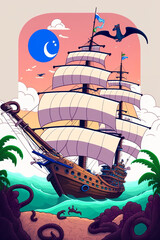 sailboat art vector illustration ai gen