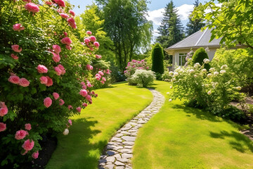 Fototapeta premium garden with path and flowers