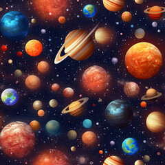 Obraz na płótnie Canvas planet solar system texture tile pattern galaxy stars ai gen