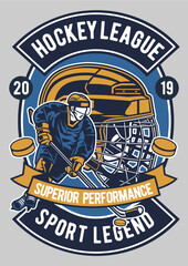 Hockey League Sports Tshirt Design Retro Vintage