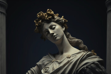 Majestic marble statue of an ancient Greek goddess, creae-ted with AI 